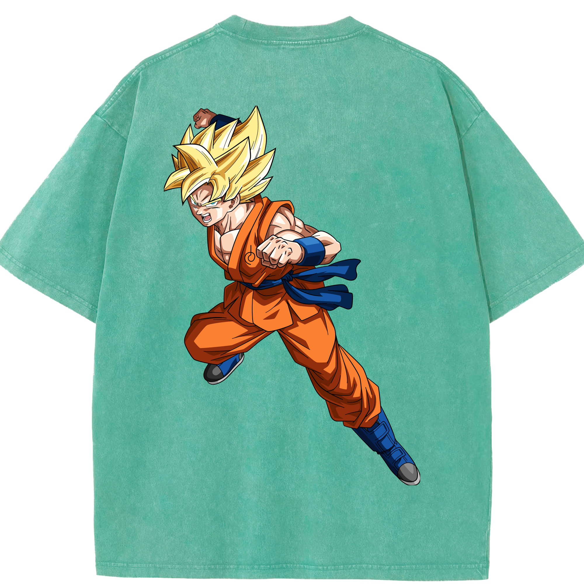 （画像用） ドラゴンボール 孫悟空（そん ごくう）Son Goku カカロット DRAGON BALL Kakarotto 綿100% ヴィンテージ風 半袖Tシャツ（背面プリント）